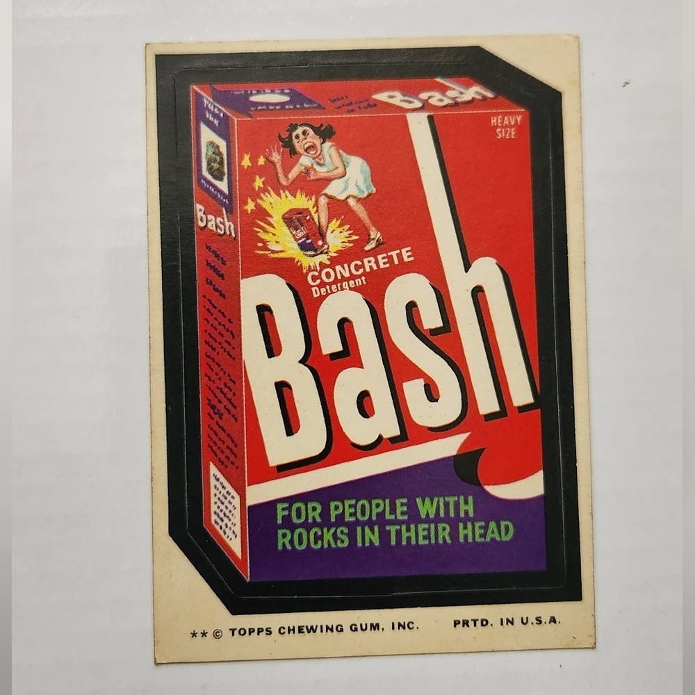 ✨ Vintage 1970s Wacky Packages Sticker - "Bash" Concrete Detergent